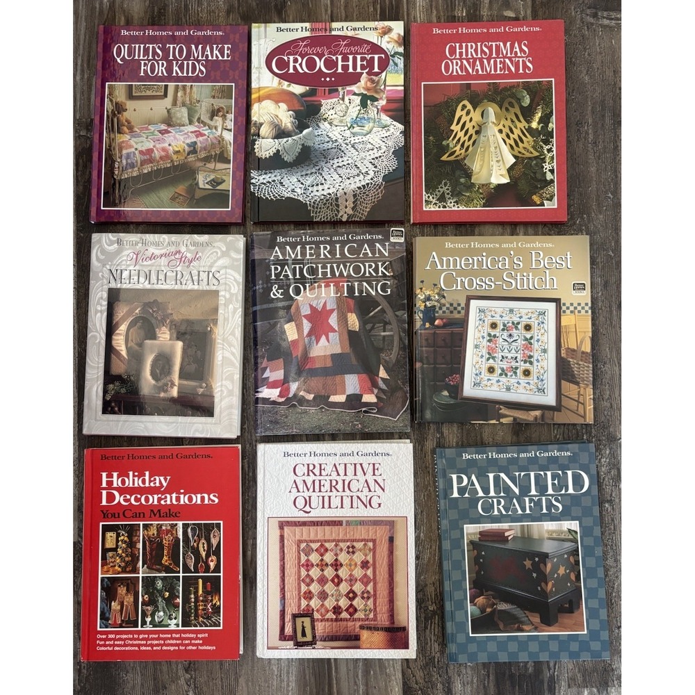 9 Better Homes & Gardens HC Book Lot Crochet Cross Stitch Holidays Quilt Craft